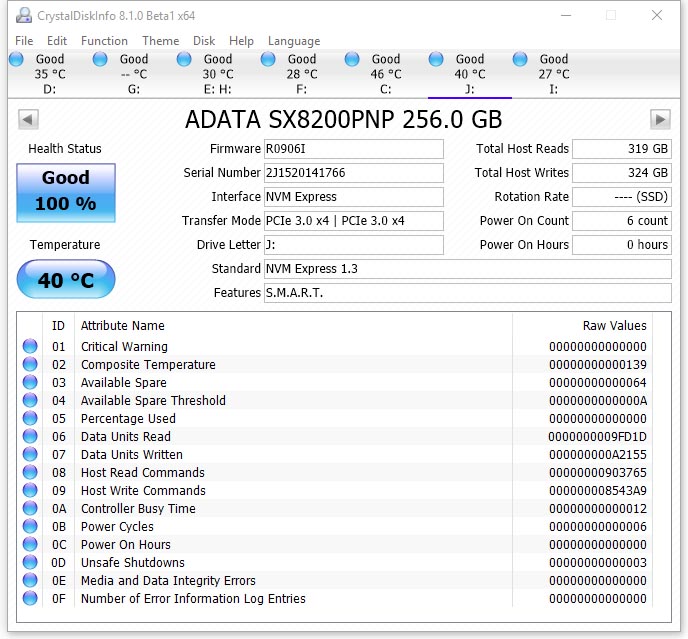 ADATA XPG SX8200 Pro (ASX8200PNP-256GT-C)
