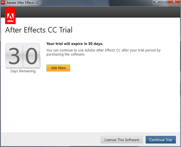 After Effects CC is looking for a serial number Adobe
