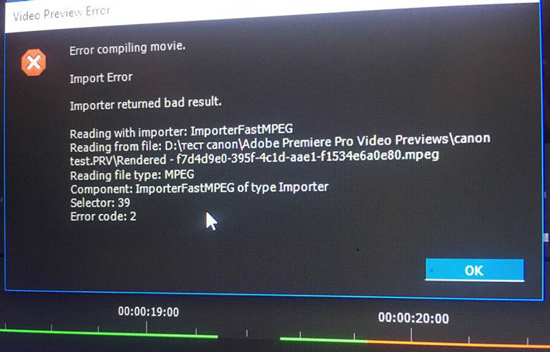 adobe premiere pro cs3 error compiling movie