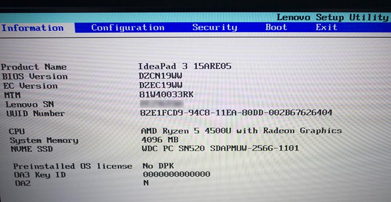 Lenovo IdeaPad 3 15ARE05 (81W40033RK)