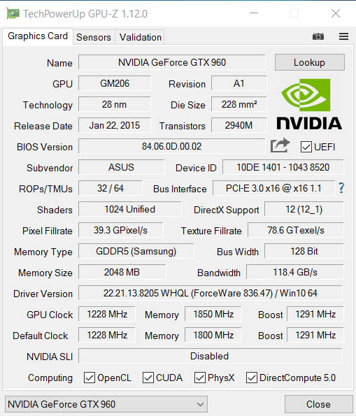 NVIDIA GeForce GTX 960 (GM206-300-A1)