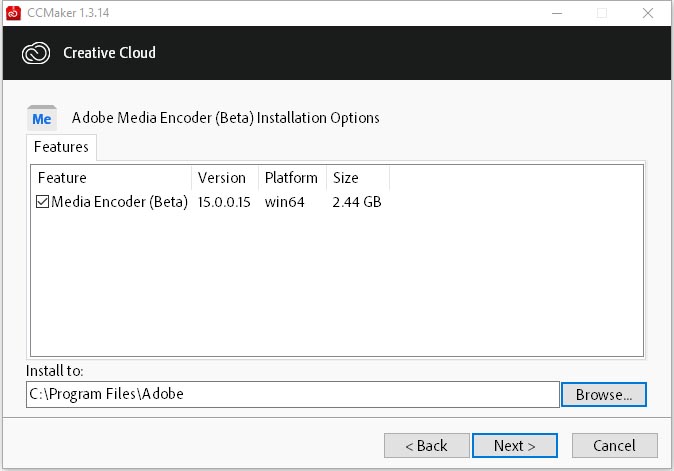 Adobe Media Encoder (Beta) v15.0