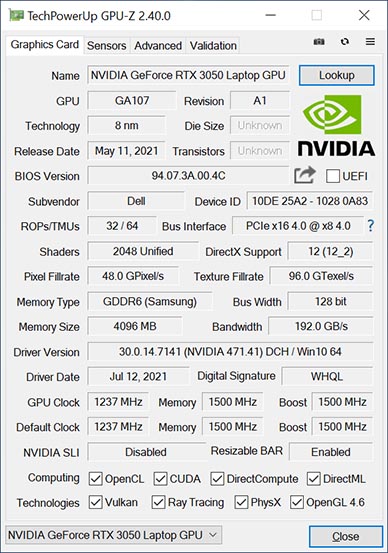 NVIDIA GeForce RTX 3050 Laptop