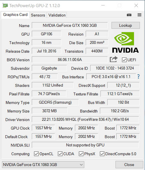 NVIDIA GeForce GTX 1060 (GP106-400-A1)