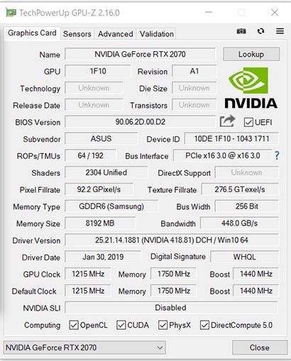 NVIDIA GeForce RTX 2070 SUPER Mobile