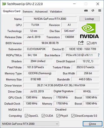 NVIDIA GeForce RTX 2080 SUPER Mobile