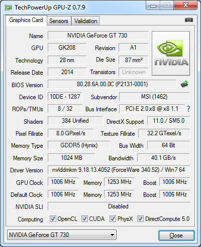 nVidia GeForce GT 730